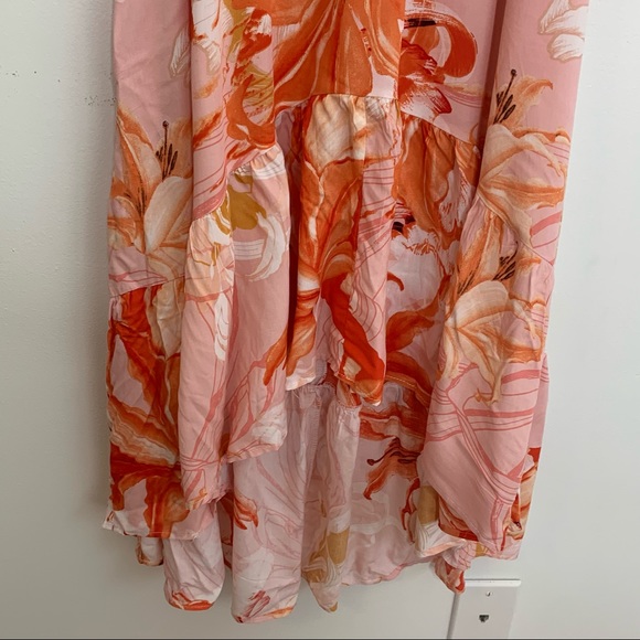 Abel the Label Peach Floral High Low dress size s - Picture 4 of 11